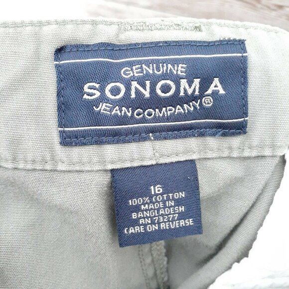 Sonoma Cargo Capri Pant Sz 16 Green 606 - Picture 3 of 4